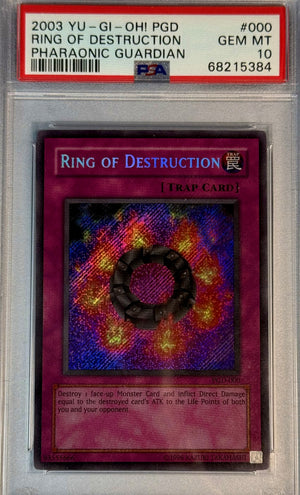 PSA 10 2003 YU-GI-OH! PHARAONIC GUARDIAN #PGD-000 RING OF DESTRUCTION (POP 12)
