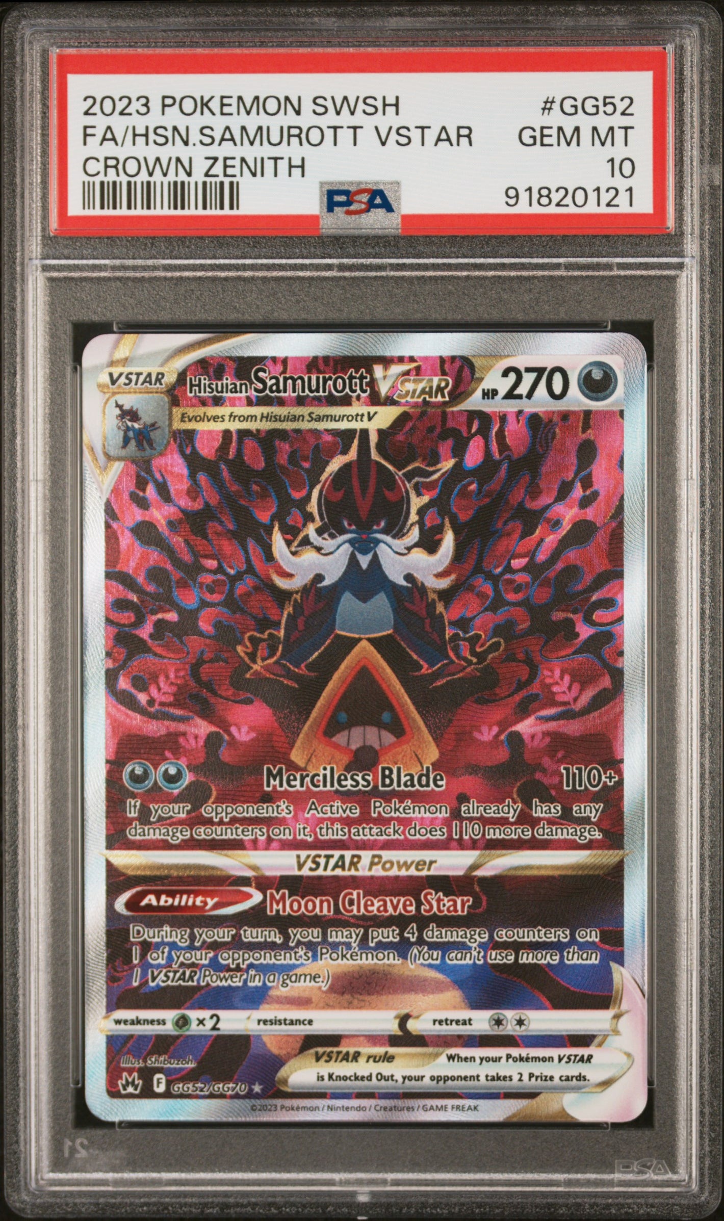PSA 2023 Hisuian Samurott VSTAR (#GG52) SWSH - Crown Zenith