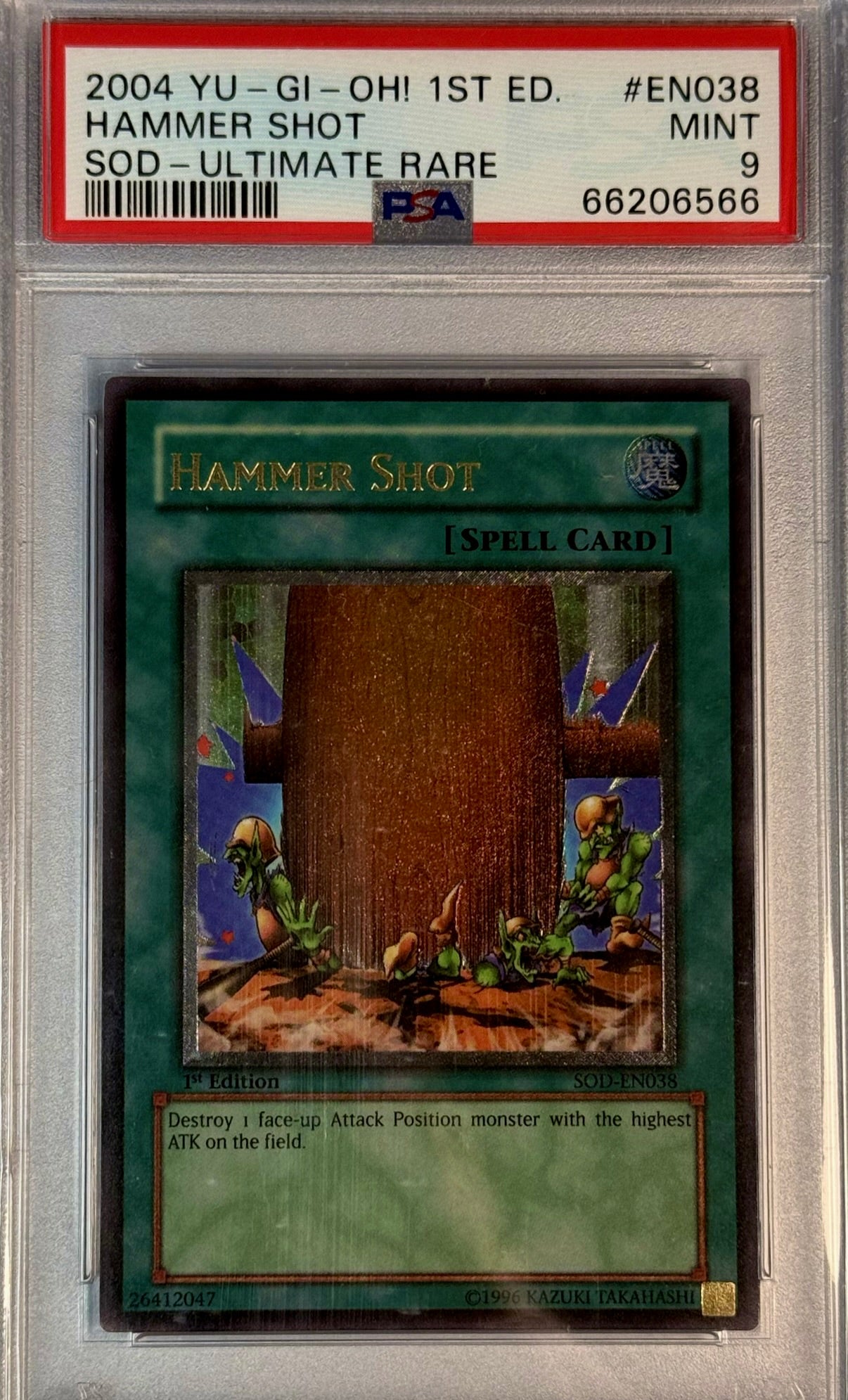 PSA 9 2004 YU-GI-OH! SOD: SOUL OF THE DUELIST #EN038 HAMMER SHOT - ULTIMATE RARE