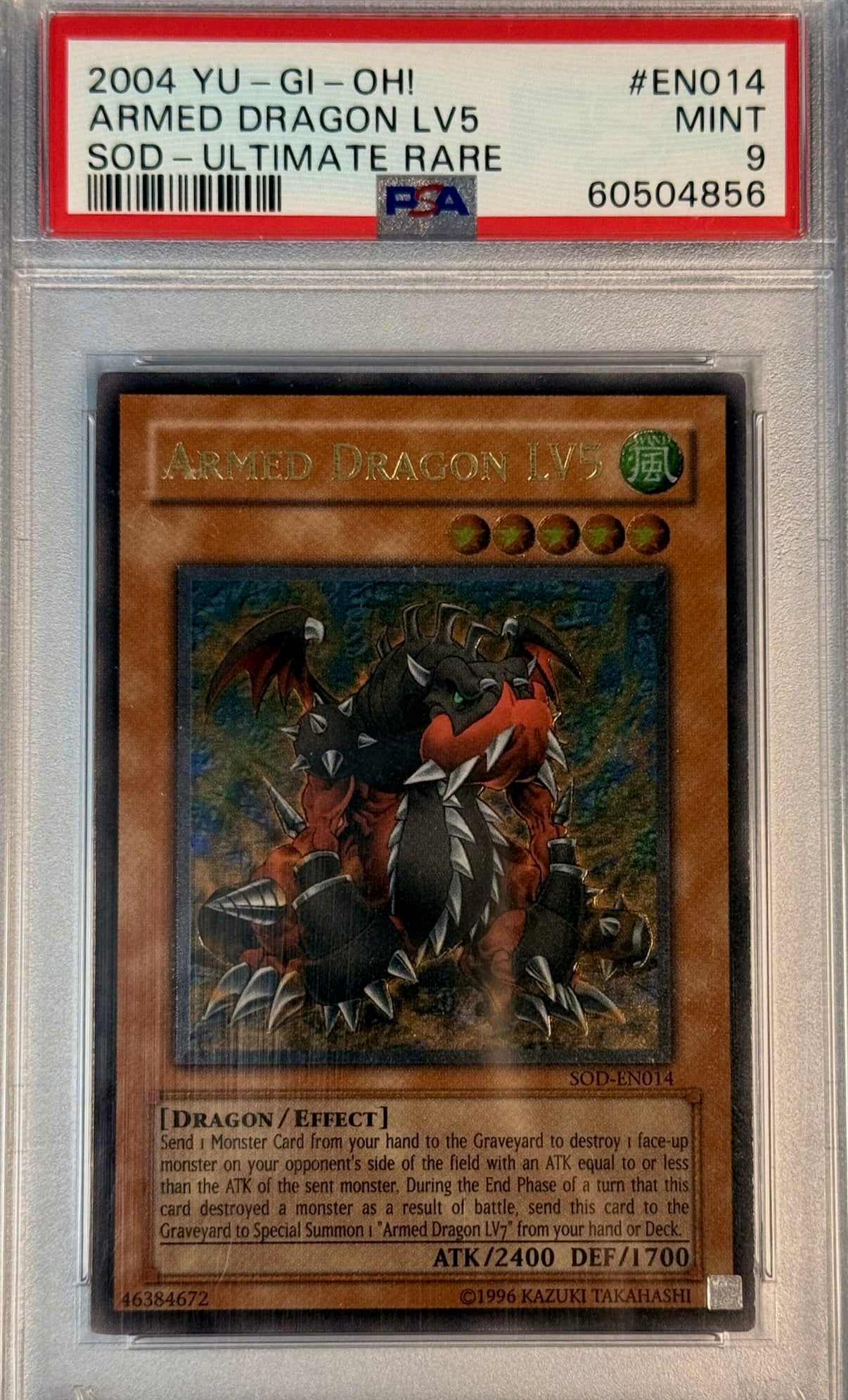 PSA 9 2004 YU-GI-OH! SOD: SOUL OF THE DUELIST #EN014 ARMED DRAGON LV5 - ULTIMATE RARE