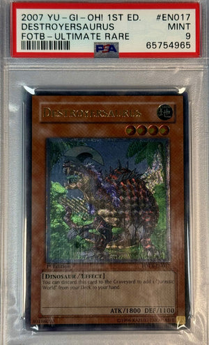 PSA 9 2007 YU-GI-OH! FOTB: FORCE OF THE BREAKER #EN017 DESTROYERSAURUS - ULTIMATE RARE
