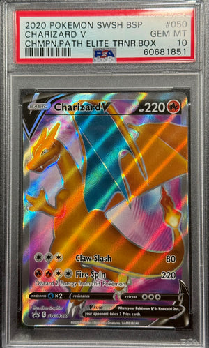 PSA 10 2020 POKEMON CHARIZARD V FULL ART - SWSH BLACK STAR PROMOS #050