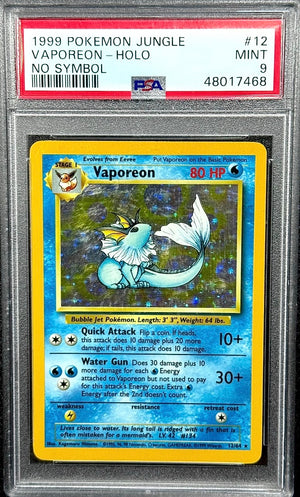 PSA 9 1999 POKEMON VAPOREON HOLO NO SYMBOL - JUNGLE #12