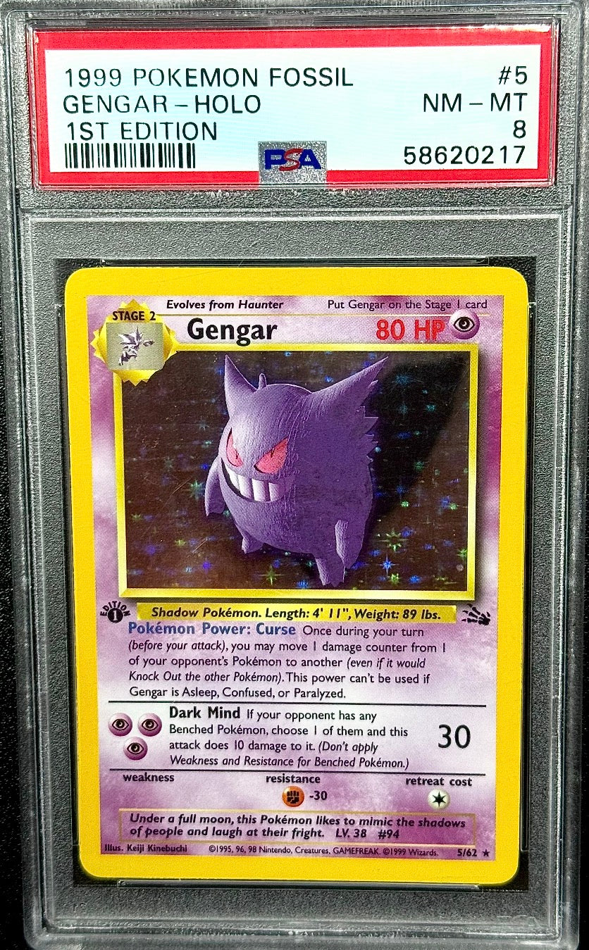 PSA 8 1999 POKEMON GENGAR HOLO - FOSSIL #5