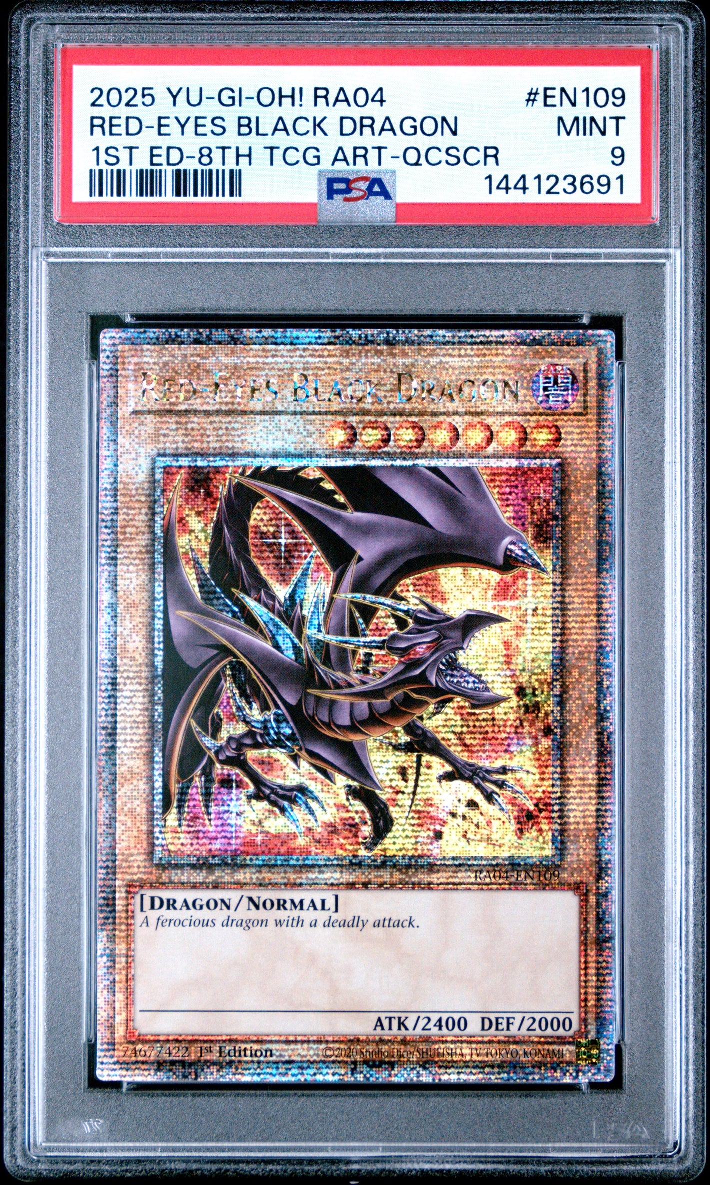 PSA 9 2025 YU-GI-OH! RA04 QCSR #EN109 RED-EYES BLACK DRAGON 1ST ED-8TH TCG ART