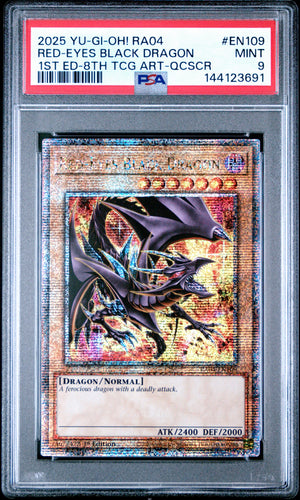 PSA 9 2025 YU-GI-OH! RA04 QCSR #EN109 RED-EYES BLACK DRAGON 1ST ED-8TH TCG ART