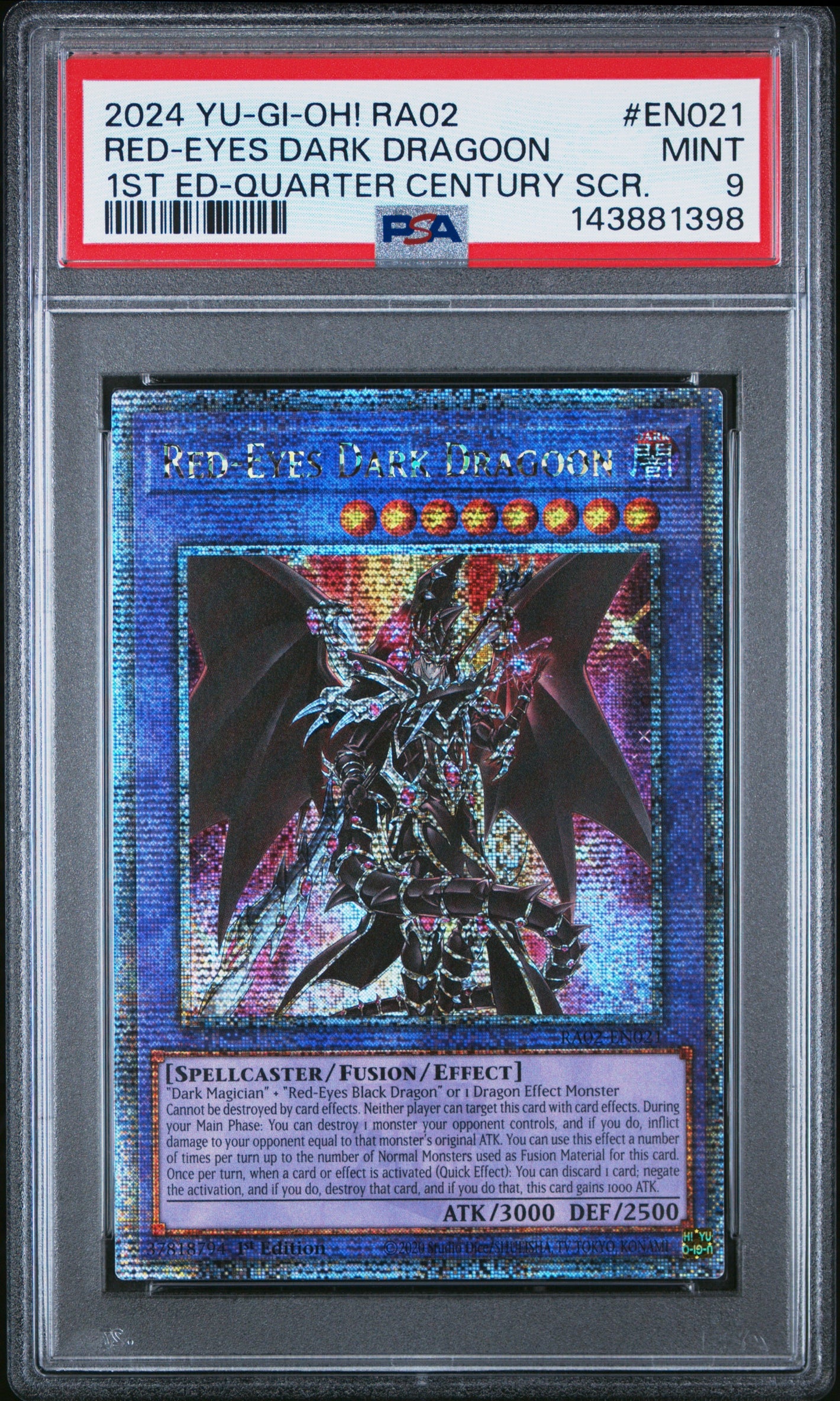 PSA 9 2024 YU-GI-OH! RA02 #EN021 RED-EYES DARK DRAGOON - 1ST ED. QCSCR