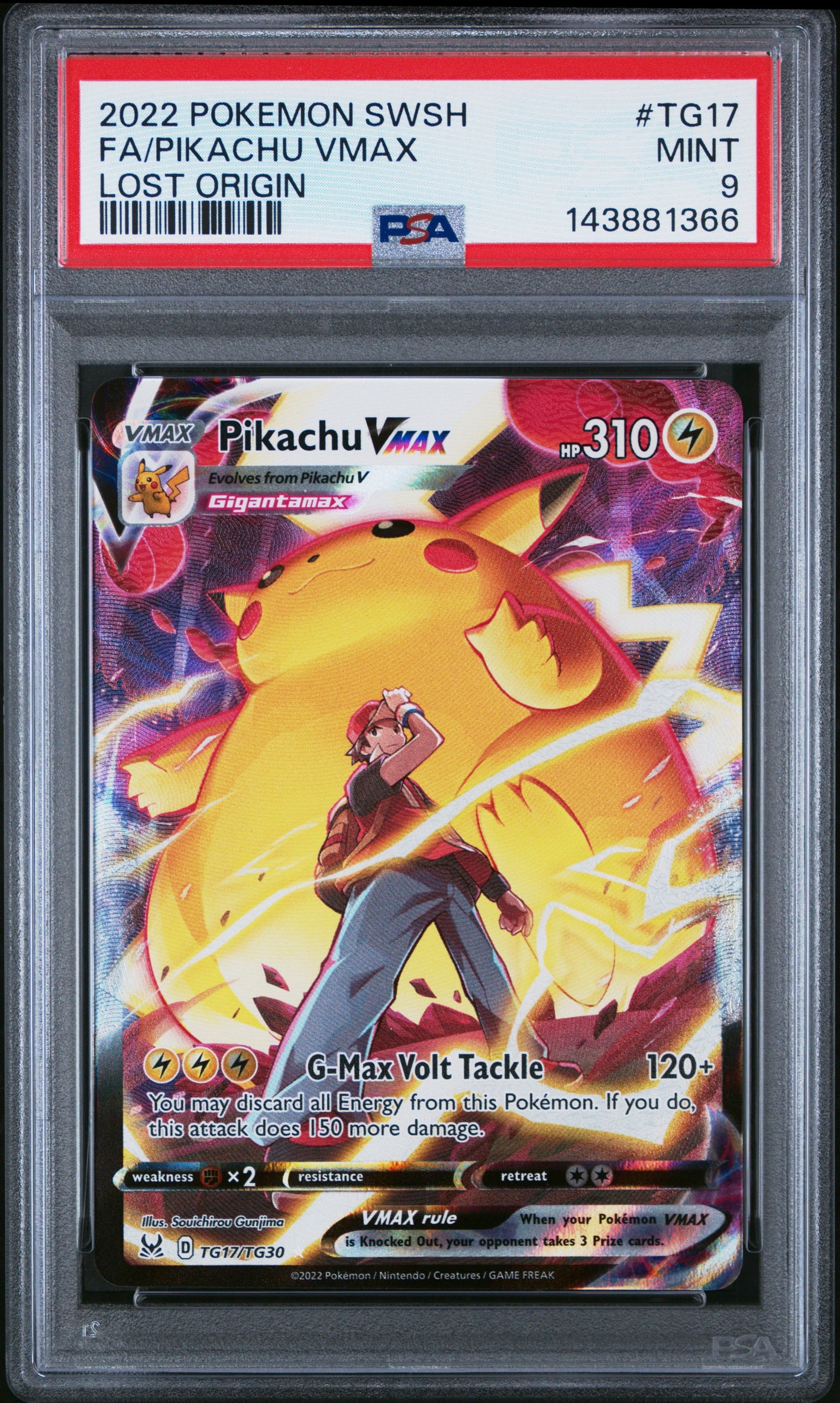 PSA 9 2022 POKEMON SWSH LOST ORIGIN #TG17 PIKACHU VMAX