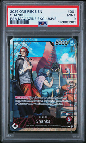 PSA 9 2025 ONE PIECE PROMO #001 SHANKS - PSA MAGAZINE EXCLUSIVE