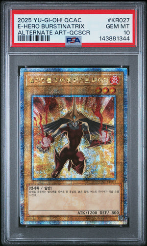 PSA 10 2025 YU-GI-OH! KOR QCAC #KR027 E-HERO BURSTINATRIX - ALTERNATE ART QCSCR