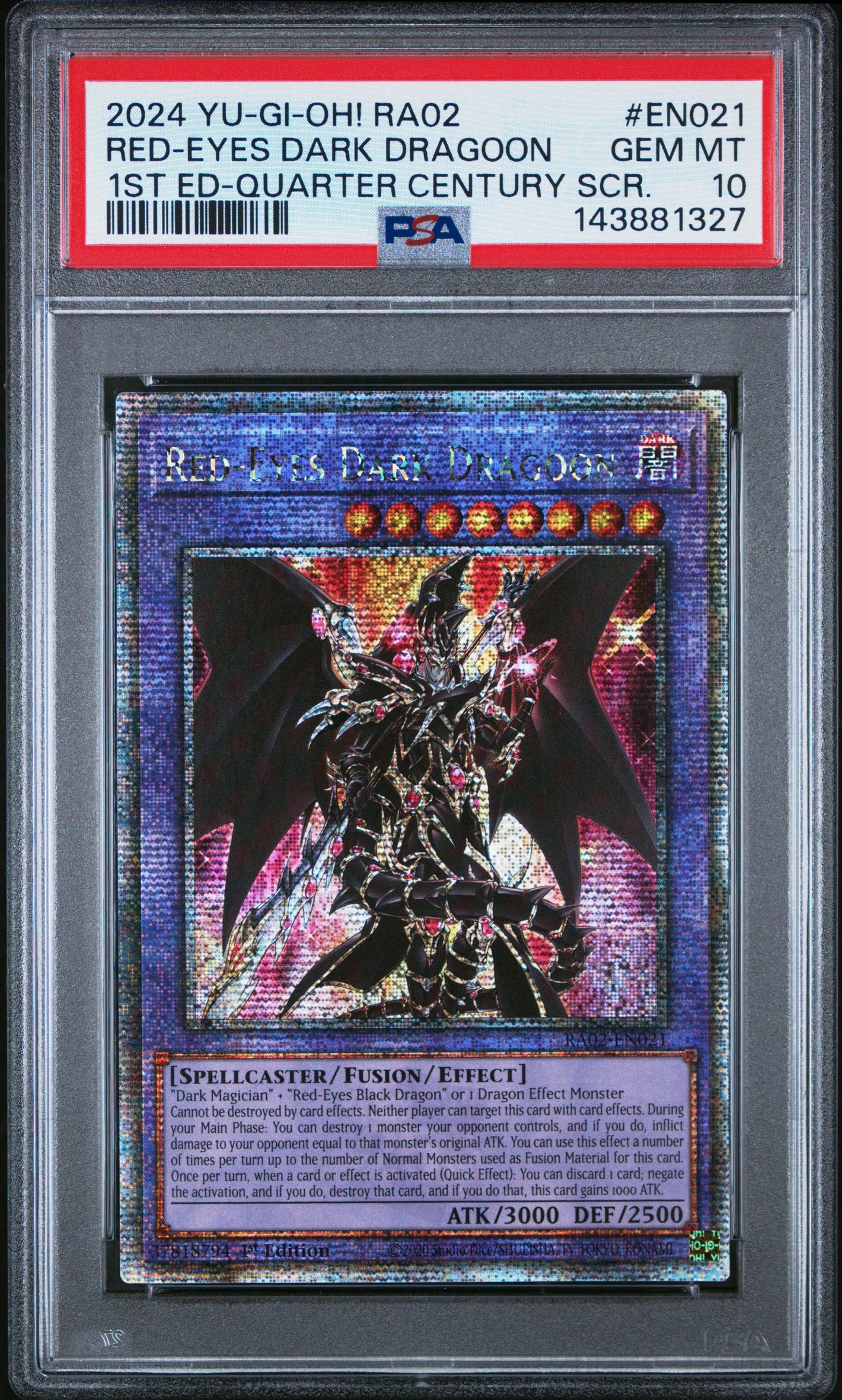 PSA 10 2024 YU-GI-OH! RA02 #EN021 RED-EYES DARK DRAGOON 1ST ED - QCSCR
