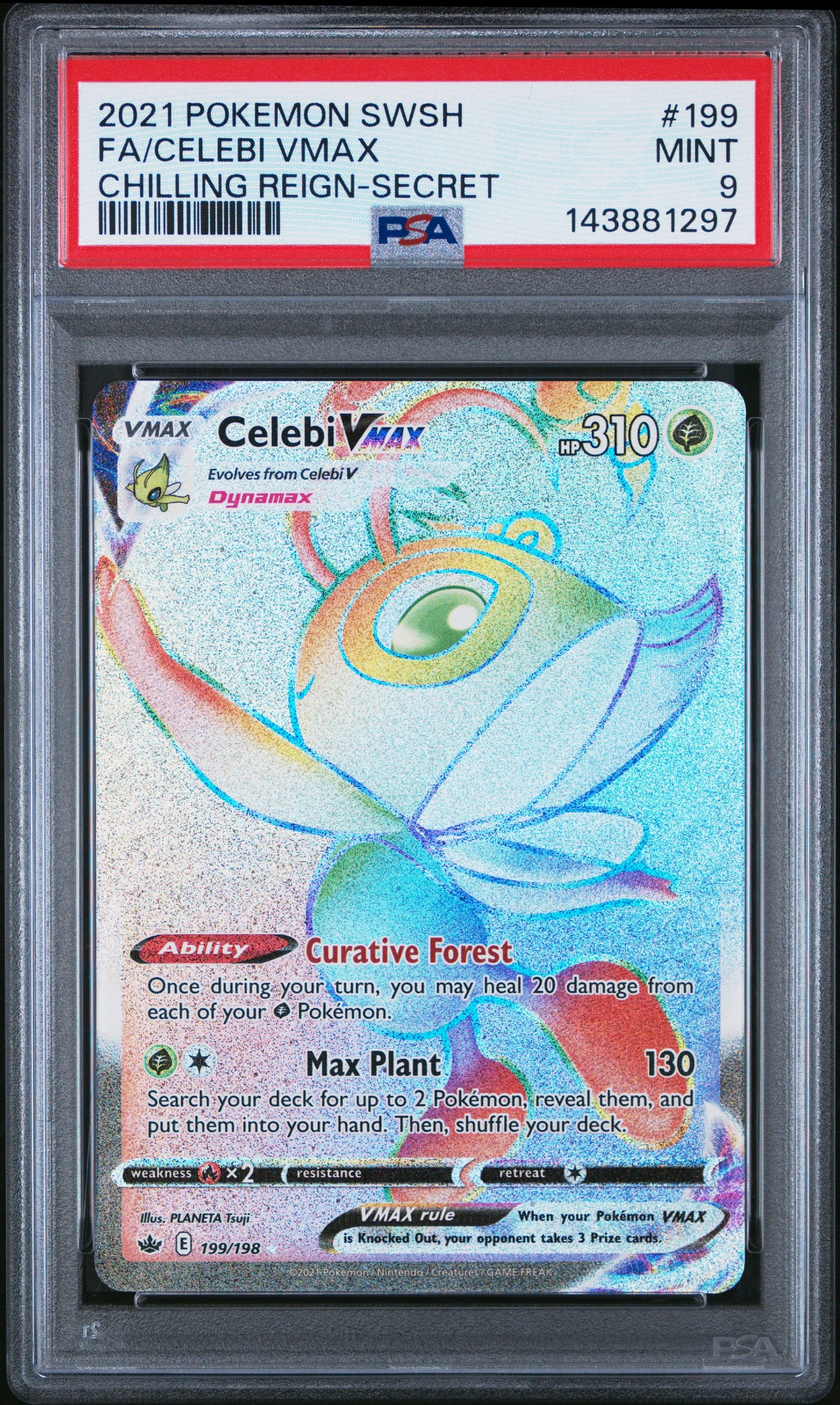 PSA 9 2021 POKEMON SWSH CHILLING REIGN #199 CELEBI VMAX - SECRET