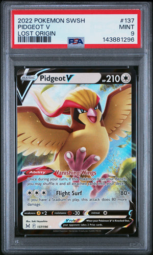 PSA 9 2022 POKEMON SWSH LOST ORIGIN #137 PIDGEOT V