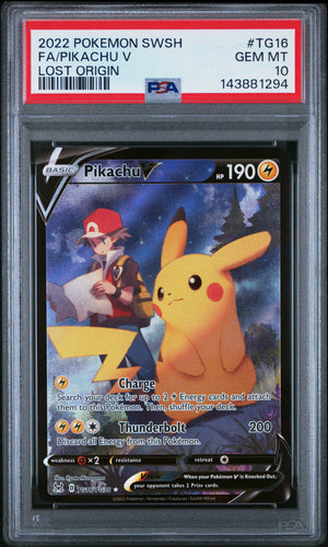 PSA 10 2022 POKEMON SWSH LOST ORIGIN #TG16 PIKACHU V