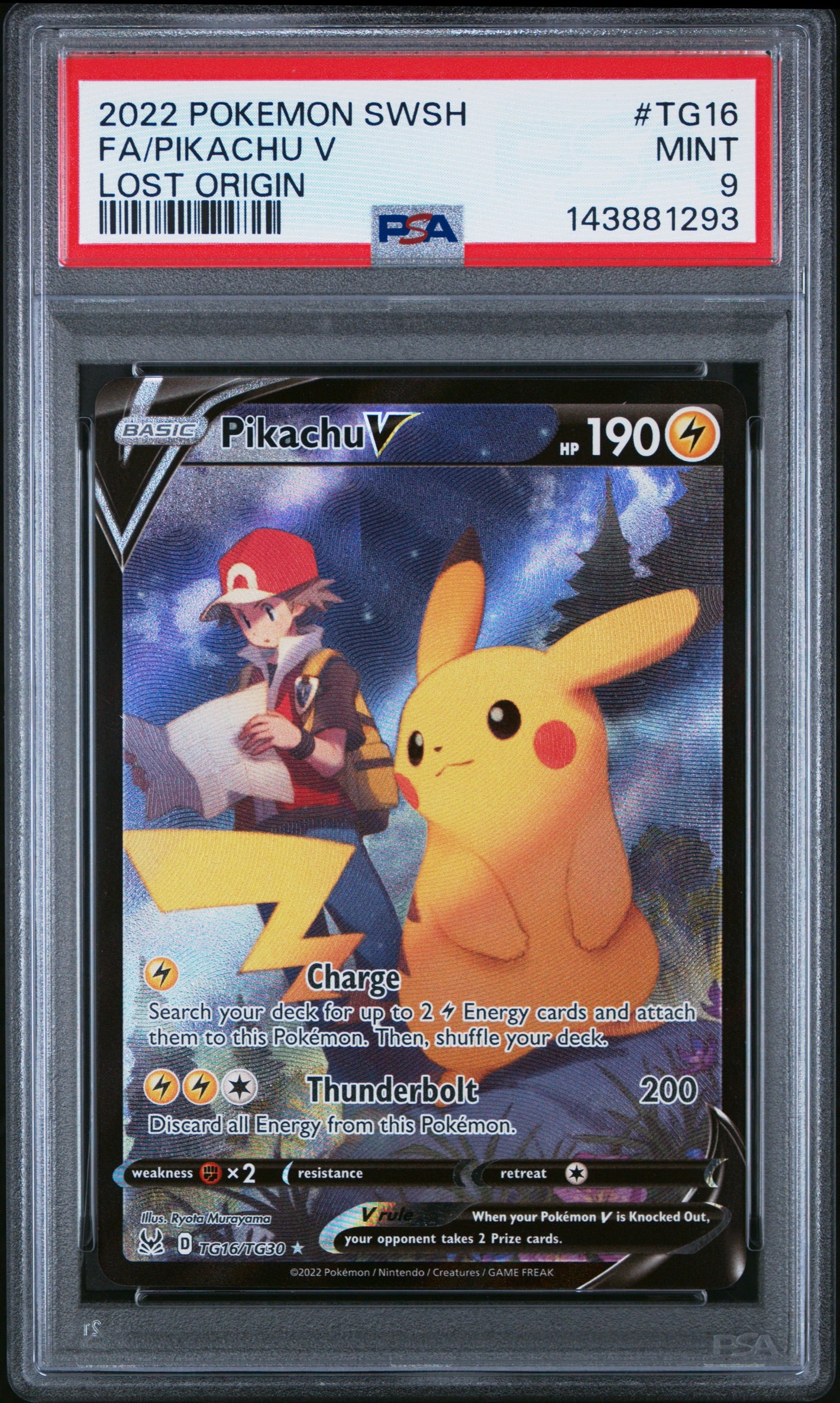 PSA 9 2022 POKEMON SWSH LOST ORIGIN #TG16 PIKACHU V