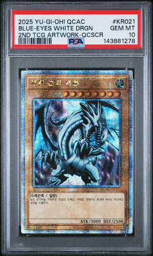 PSA 10 2025 YU-GI-OH! KOR QCAC #KR021 BLUE-EYES WHITE DRAGON - 2ND TCG ARTWORK QCSCR