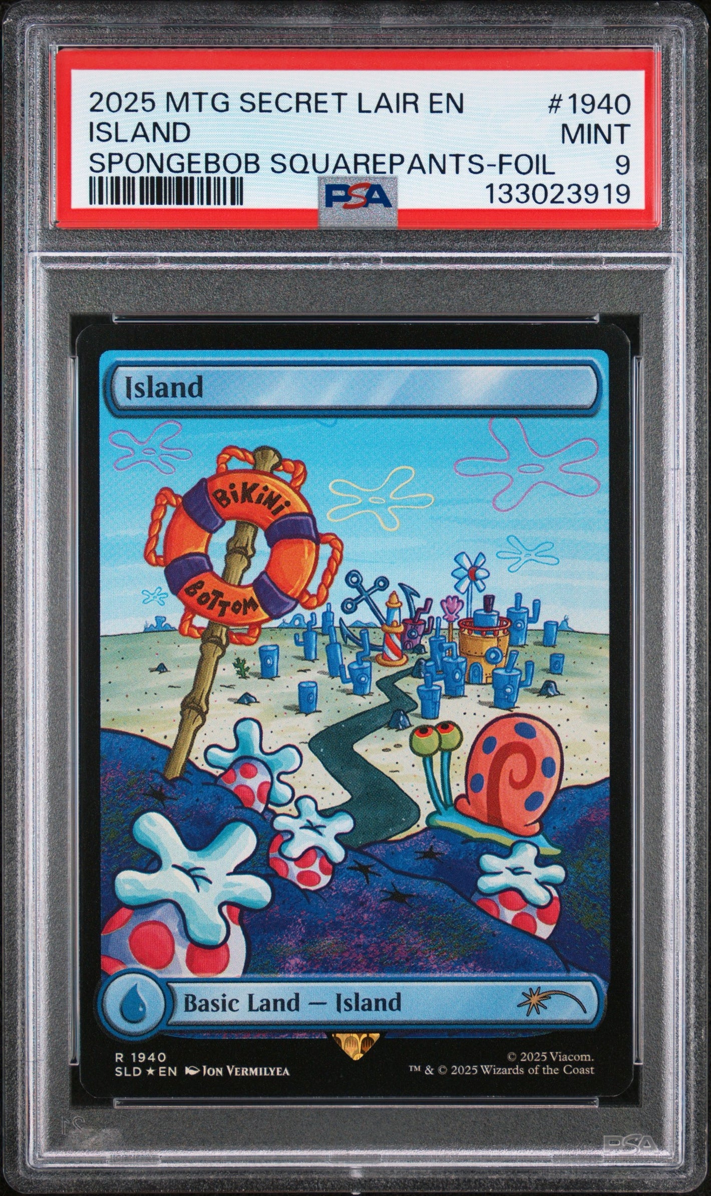 PSA 9 2025 MAGIC THE GATHERING SECRET LAIR #1940 ISLAND SPONGEBOB SQUAREPANTS - FOIL