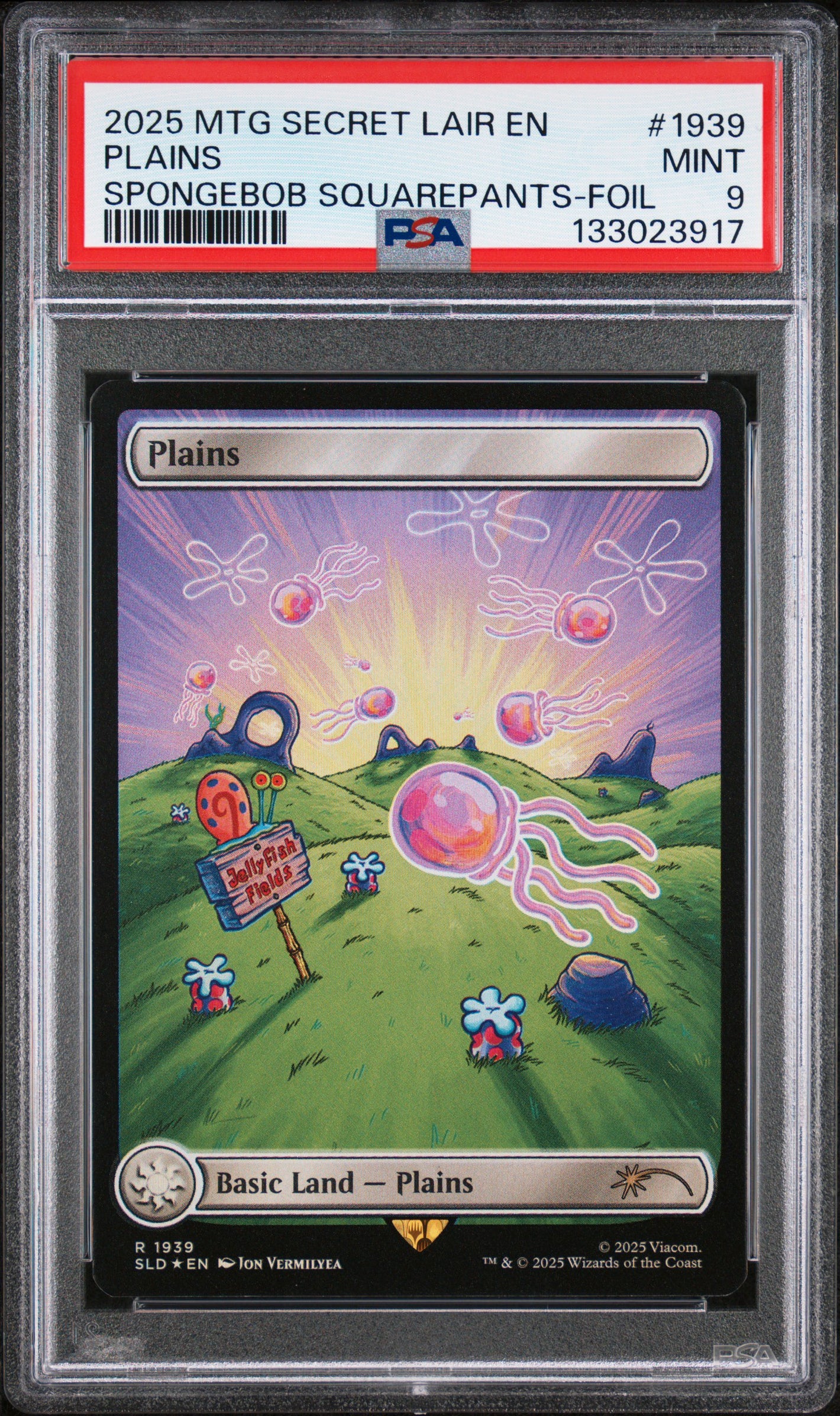 PSA 9 2025 MAGIC THE GATHERING SECRET LAIR #1939 PLAINS SPONGEBOB SQUAREPANTS - FOIL
