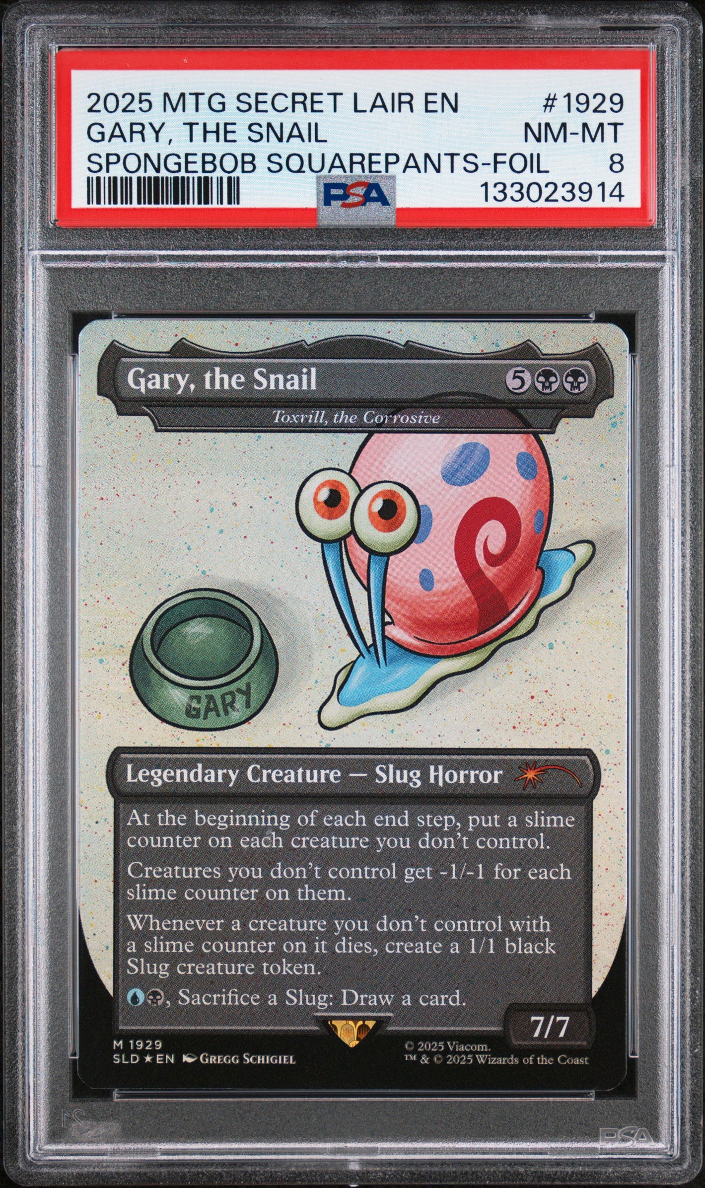 PSA 8 2025 MAGIC THE GATHERING SECRET LAIR #1929 GARY, THE SNAIL SPONGEBOB SQUAREPANTS - FOIL