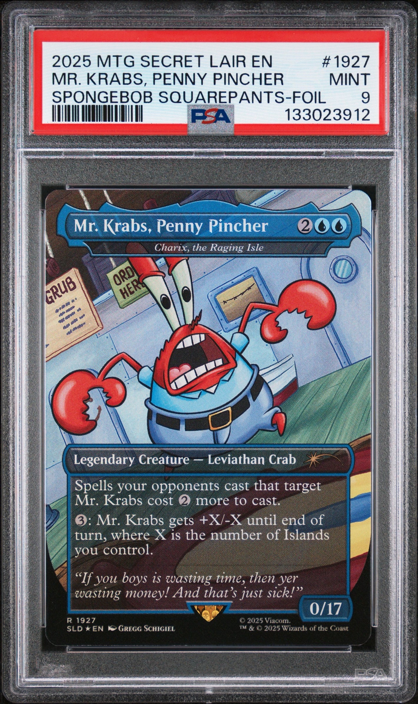 PSA 9 2025 MAGIC THE GATHERING SECRET LAIR #1927 MR. KRABS SPONGEBOB SQUAREPANTS - FOIL