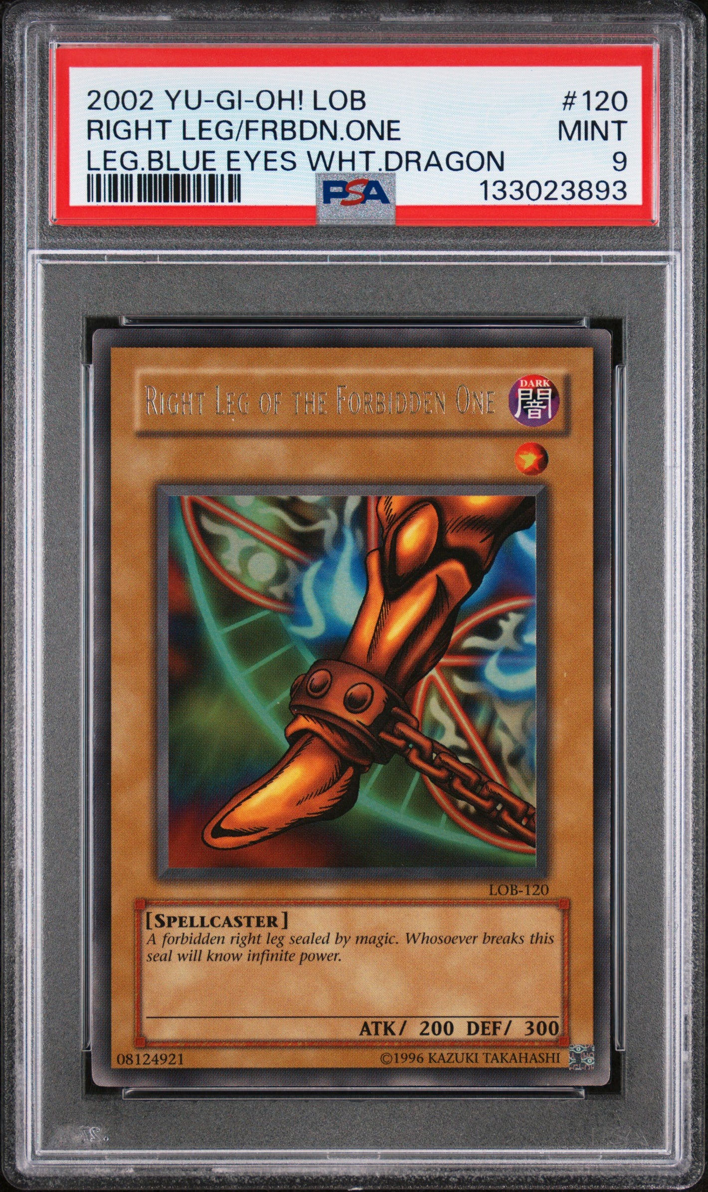 PSA 9 2002 YU-GI-OH! LOB #120 RIGHT LEG OF THE FORBIDDEN ONE, EXODIA