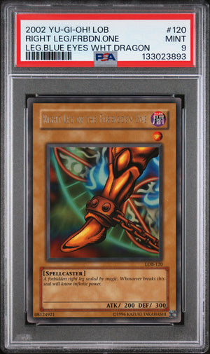 PSA 9 2002 YU-GI-OH! LOB #120 RIGHT LEG OF THE FORBIDDEN ONE, EXODIA