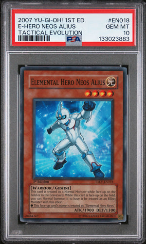 PSA 10 2007 YU-GI-OH! TAEV #EN018 E-HERO NEOS ALIUS - 1ST EDITION (POP 10)