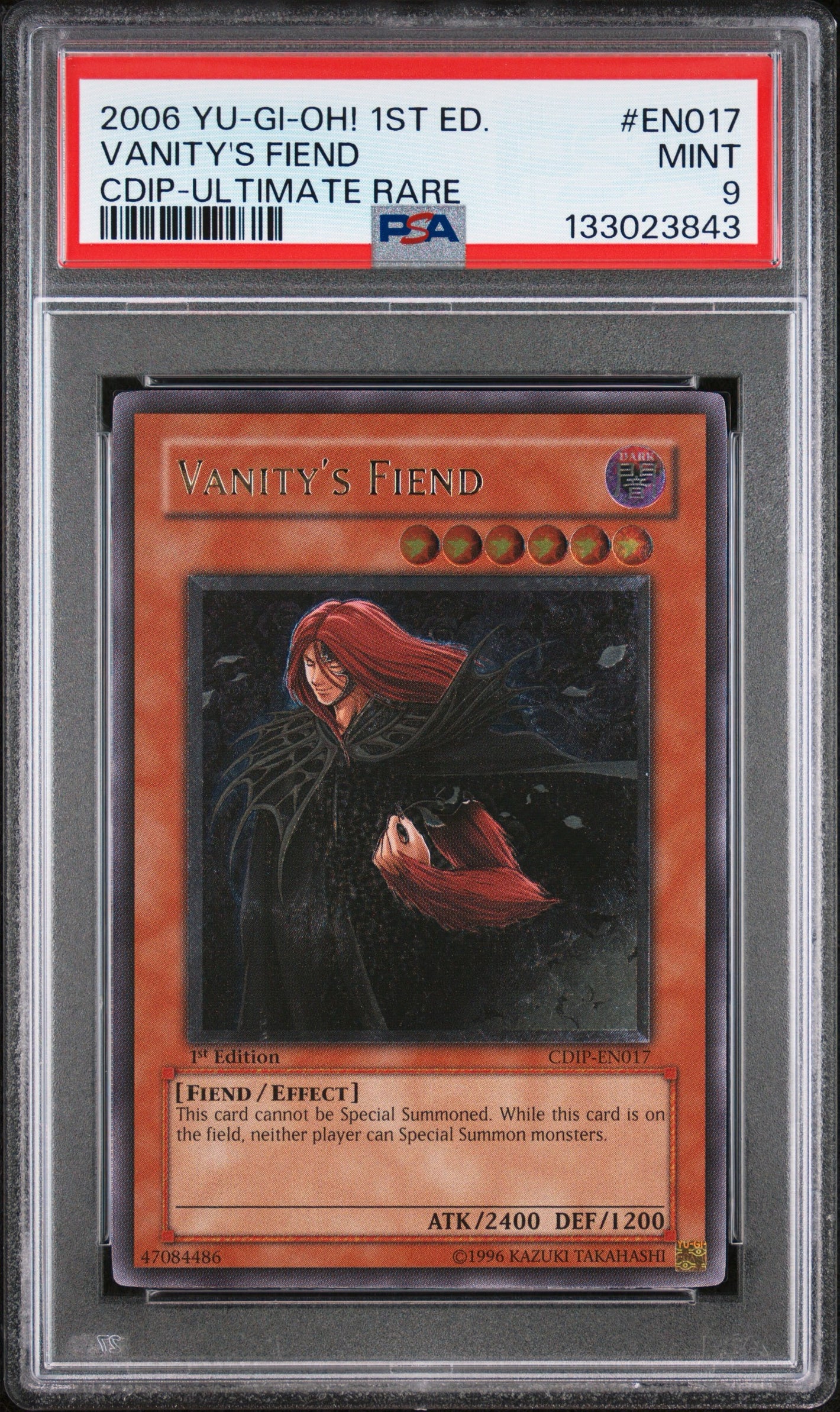 PSA 9 2006 YU-GI-OH! CDIP #EN017 VANITY'S FIEND 1ST EDITION -ULTIMATE RARE