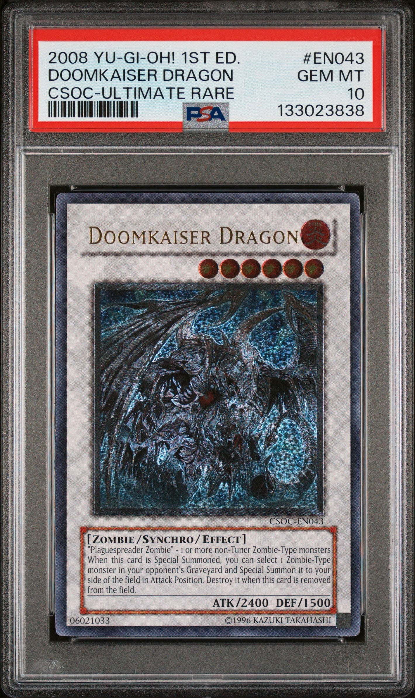 PSA 10 2008 YU-GI-OH! CSOC #EN043 DOOMKAISER DRAGON - ULTIMATE RARE (UNLIM)