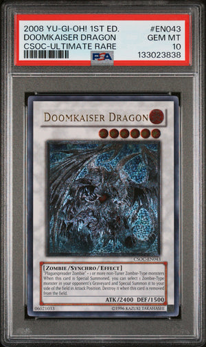 PSA 10 2008 YU-GI-OH! CSOC #EN043 DOOMKAISER DRAGON - ULTIMATE RARE (UNLIM)