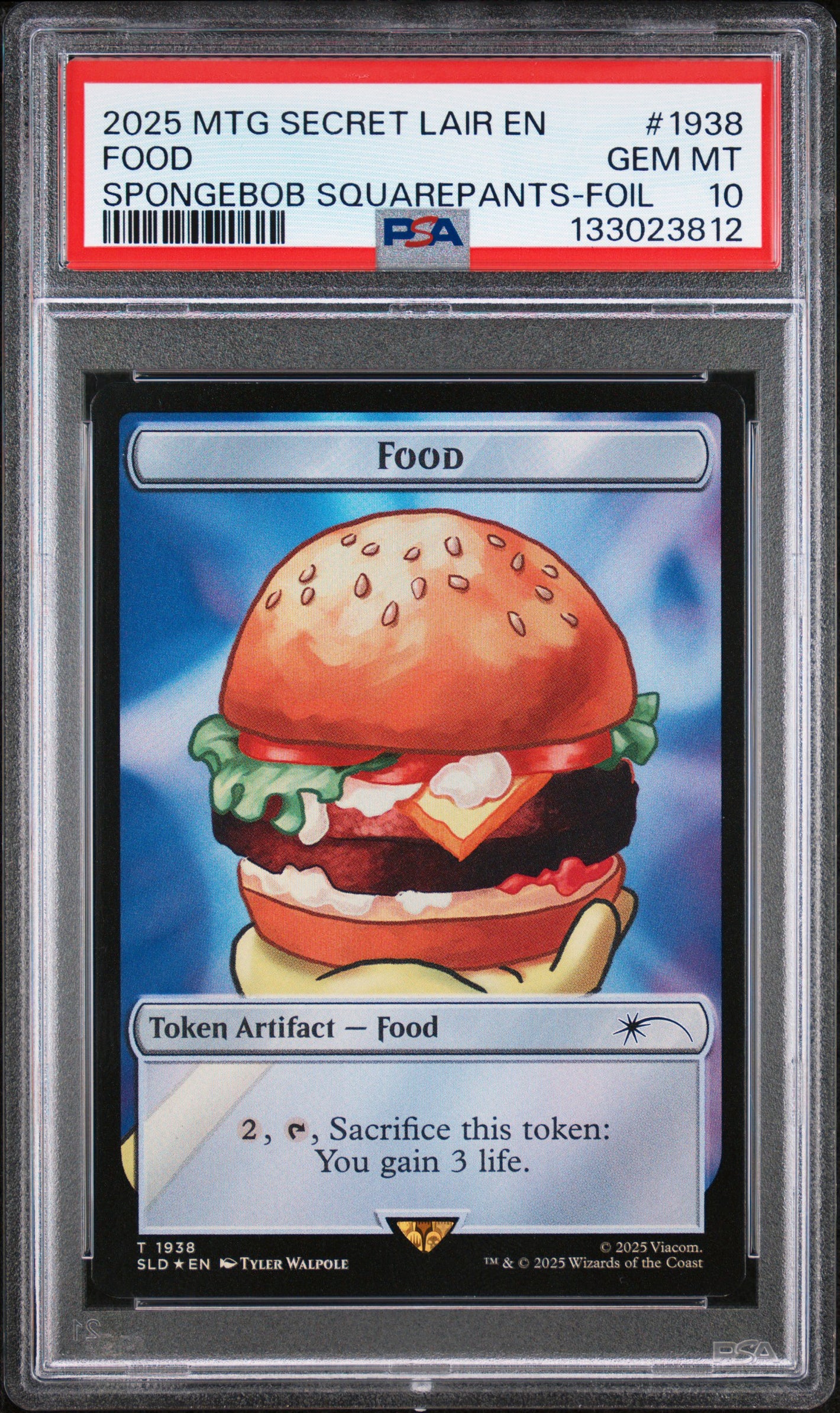 PSA 10 2025 MAGIC THE GATHERING SECRET LAIR #1938 FOOD TOKEN SPONGEBOB SQUAREPANTS - FOIL