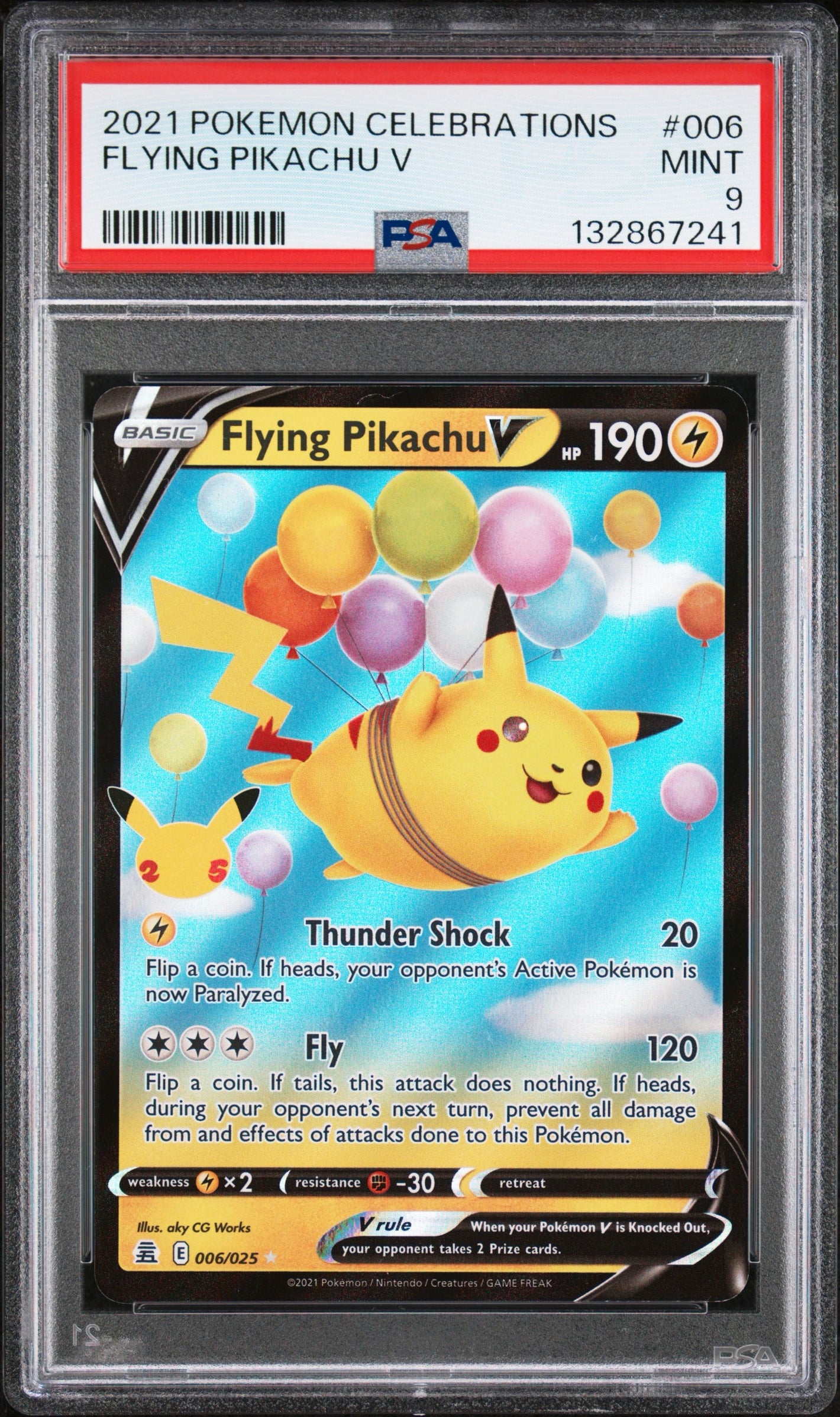 PSA 9 2021 POKEMON CELEBRATIONS #006 FLYING PIKACHU V