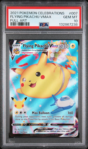 PSA 10 2021 POKEMON CELEBRATIONS #007 FLYING PIKACHU VMAX FULL ART
