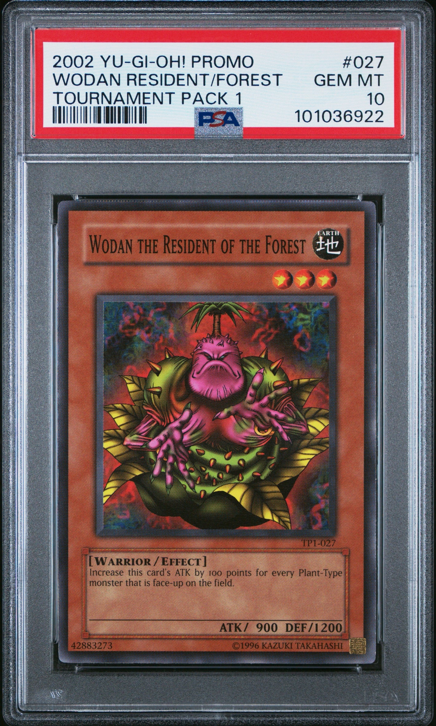 PSA 10 2002 YU-GI-OH! PROMO TP1-TOURNAMENT PACK 1 #027 WODAN THE RESIDENT OF THE FOREST