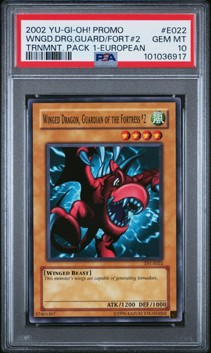 PSA 10 2002 YU-GI-OH! PROMO TP1 - TOURNAMENT PACK 1 #E022 WINGED DRAGON, GUARDIAN OF THE FORTRESS #2 - EUROPEAN (POP 3)