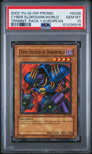 PSA 10 2002 YU-GI-OH! PROMO TP1 - TOURNAMENT PACK 1 #E028 CYBER SOLDIER OF DARKWORLD - EUROPEAN (POP 1)