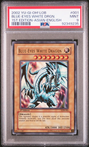 PSA 9 2002 YU-GI-OH! LOB #001 BLUE-EYES WHITE DRAGON - 1ST EDITION ASIAN-ENGLISH