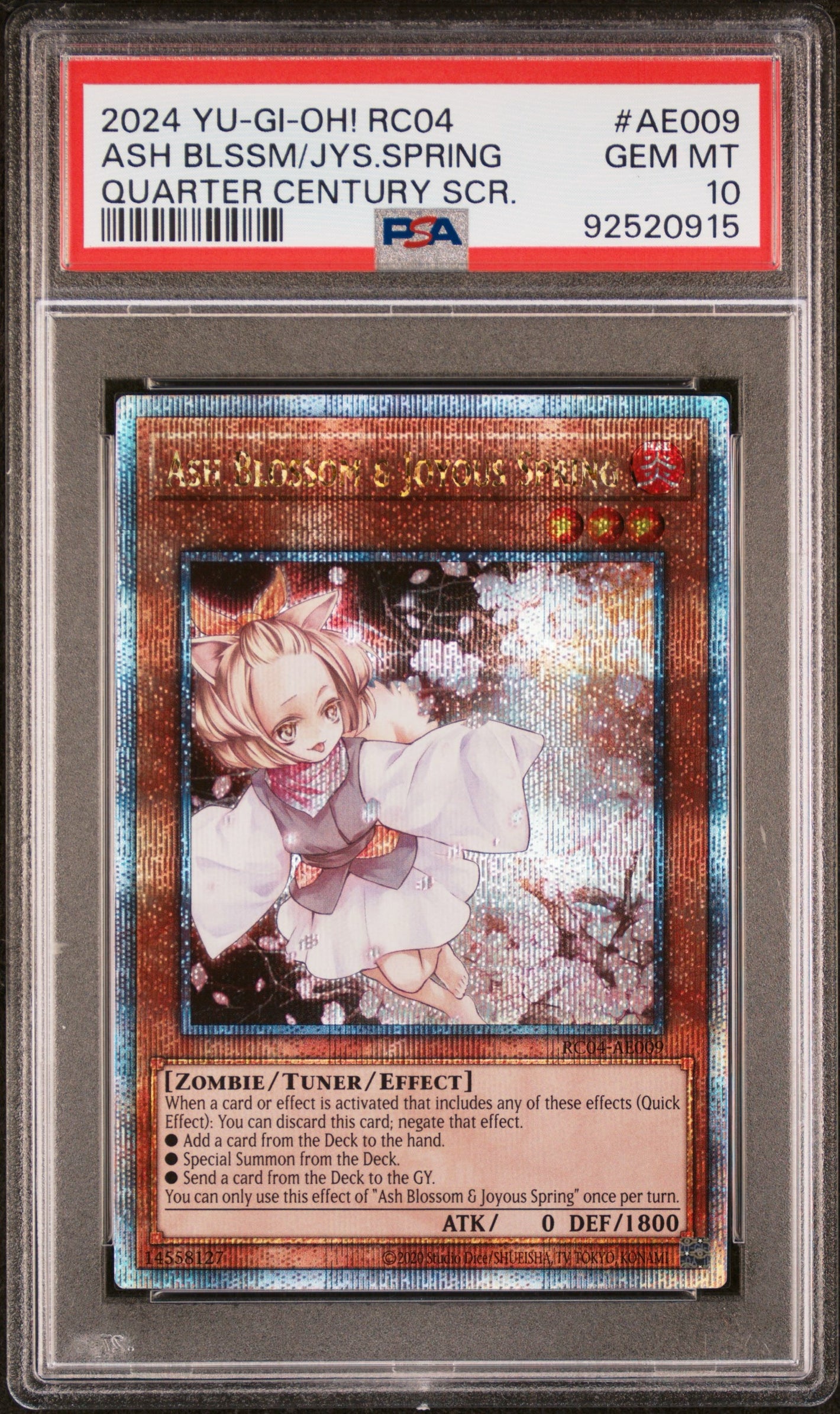 PSA 10 2024 YU-GI-OH! ASIAN-ENGLISH RC04 #AE009 ASH BLOSSOM & JOYOUS SPRING QCSR