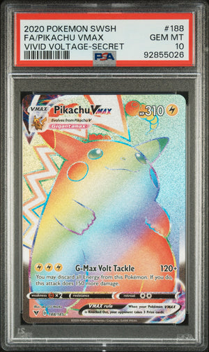 PSA 10 2020 POKEMON SWSH VIVID VOLTAGE #188 FULL ART - PIKACHU VMAX SECRET