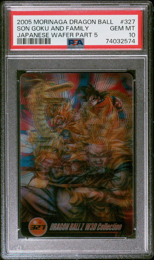 PSA 10 2005 DRAGON BALL MORINAGA JAPANESE WAFER CARDS PART 5 327 SON GOKU AND FAMILY (POP 15)