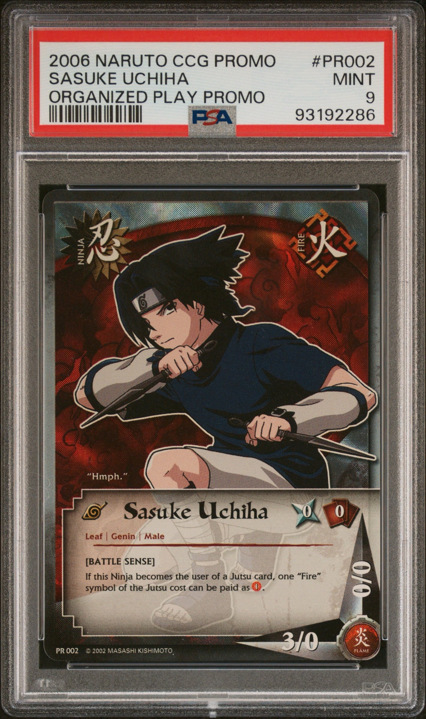 PSA 9 2006 NARUTO CCG PROMO #PR002 SASUKE UCHIHA - ORGANIZED PLAY PROMO