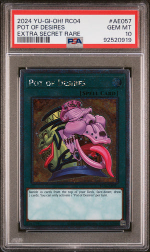 PSA 10 2024 YU-GI-OH! ASIAN-ENGLISH RC04 #AE057 POT OF DESIRES - EXTRA SECRET RARE