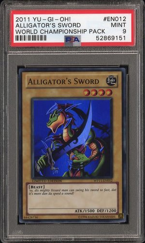 PSA 9 2011 YU-GI-OH! WORLD CHAMPIONSHIP PACK #EN012 ALLIGATOR'S SWORD (POP 10)