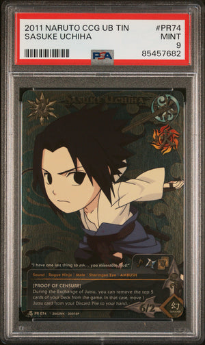 PSA 9 2011 NARUTO CCG ULTIMATE BATTLE TINS #PR074 SASUKE UCHIHA
