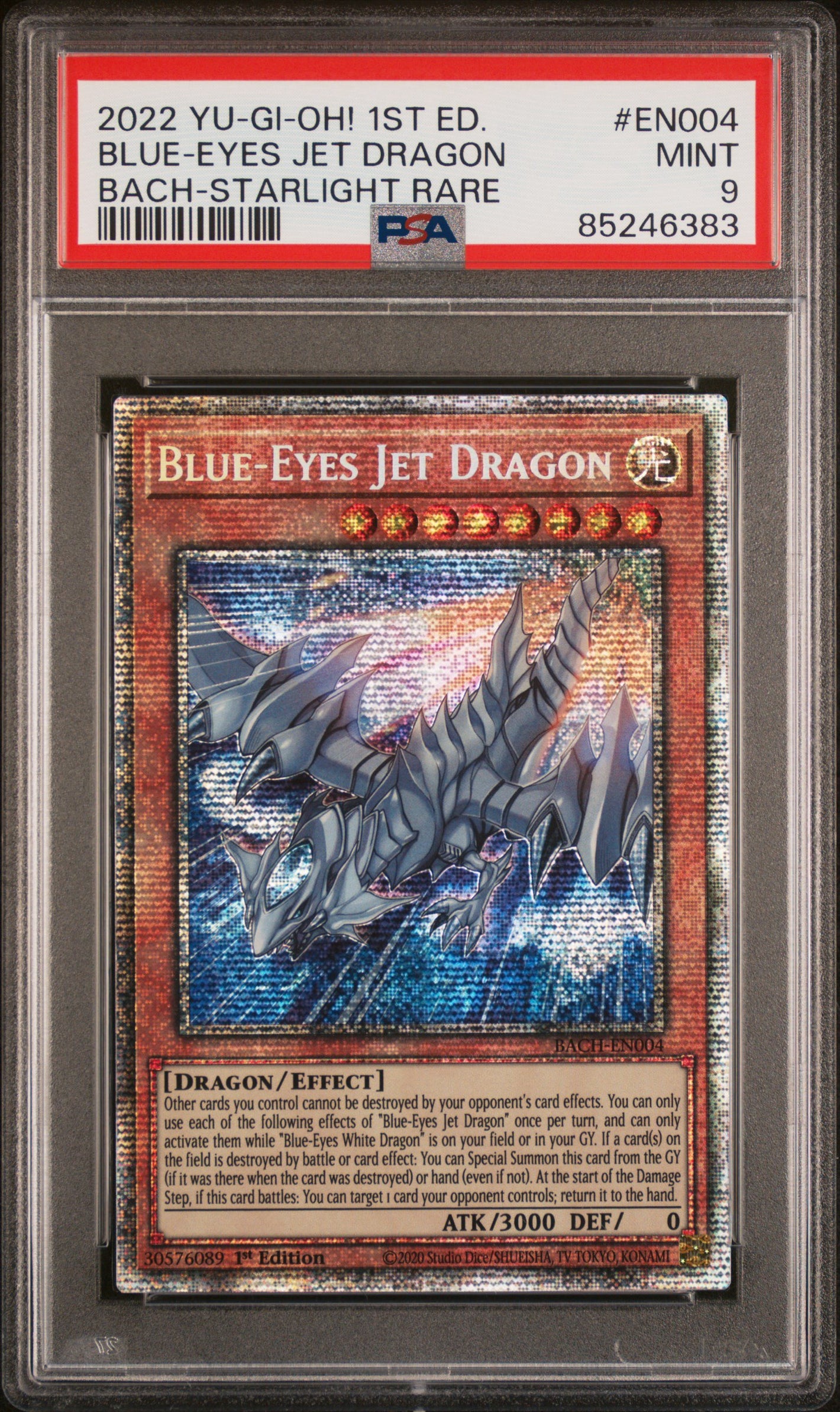 PSA 9 2022 YU-GI-OH! BACH #EN004 BLUE-EYES JET DRAGON 1ST EDITION - STARLIGHT RARE