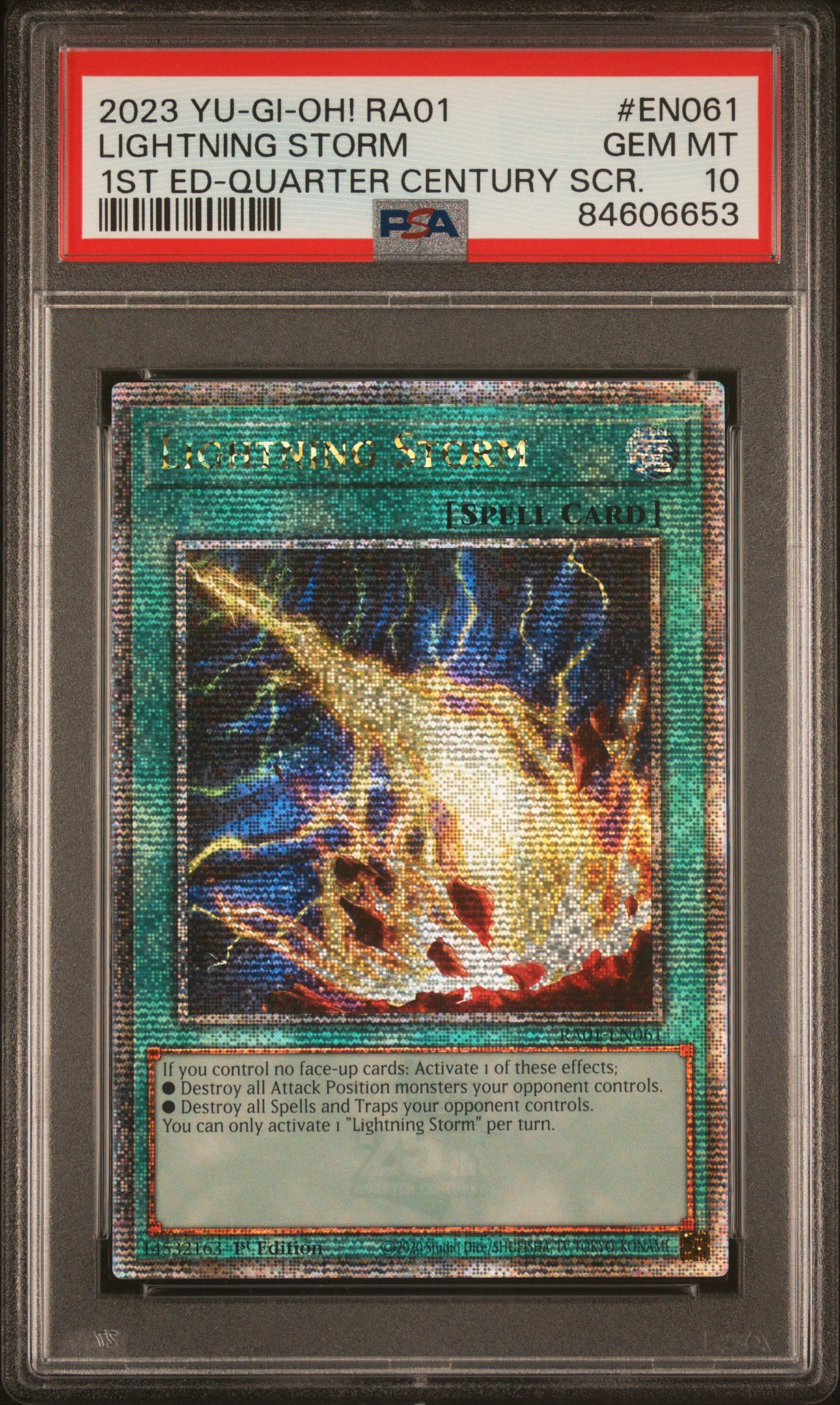 PSA 10 2023 YU-GI-OH! RA01 #EN061 LIGHTNING STORM - 1ST EDITION QCSR