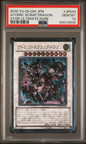PSA 10 2010 YU-GI-OH! JP-STORM OF RAGNAROK #JP043 ATOMIC SCRAP DRAGON - ULTIMATE RARE (POP 11)
