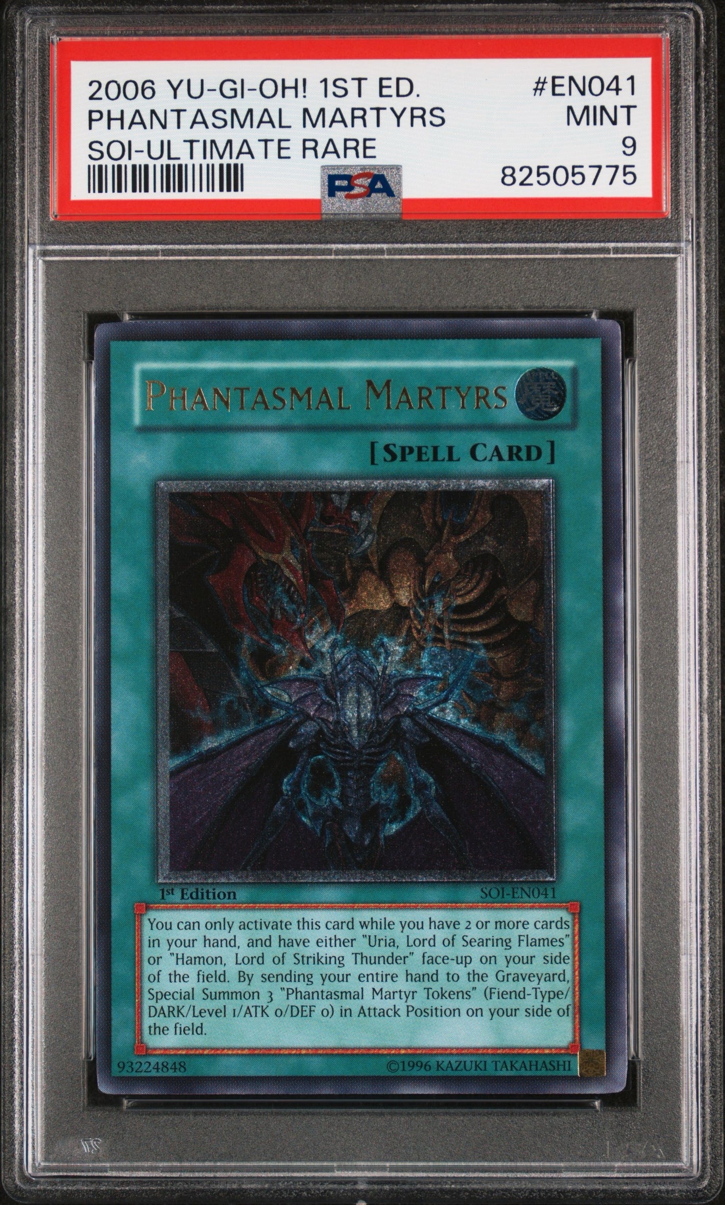 PSA 9 2006 YU-GI-OH! SOI #EN041 PHANTASMAL MARTYRS - 1ST EDITION ULTIMATE RARE