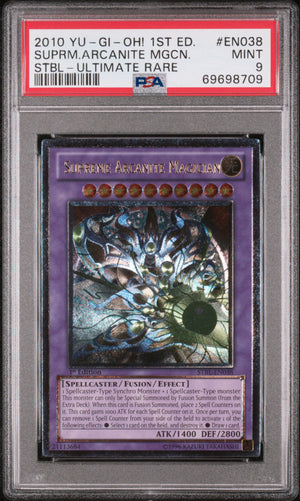 PSA 9 2010 YU-GI-OH! STBL #EN038 SUPREME ARCANITE MAGICIAN - 1ST EDITION ULTIMATE RARE