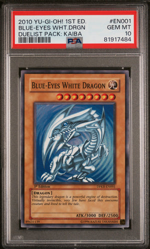 PSA 10 2010 YU-GI-OH! DUELIST PACK: KAIBA #EN001 BLUE-EYES WHITE DRAGON - 1ST EDITION